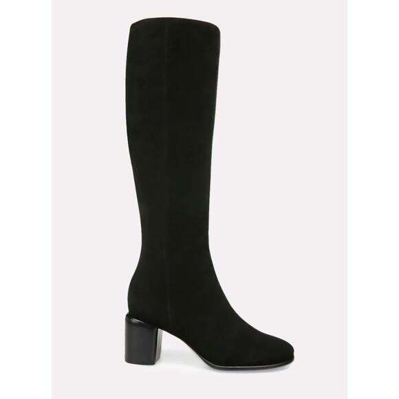 Vince Maggie Knee High Boots Black Suede Size 8 NWOB Riding Boots Round Toe - Picture 1 of 12